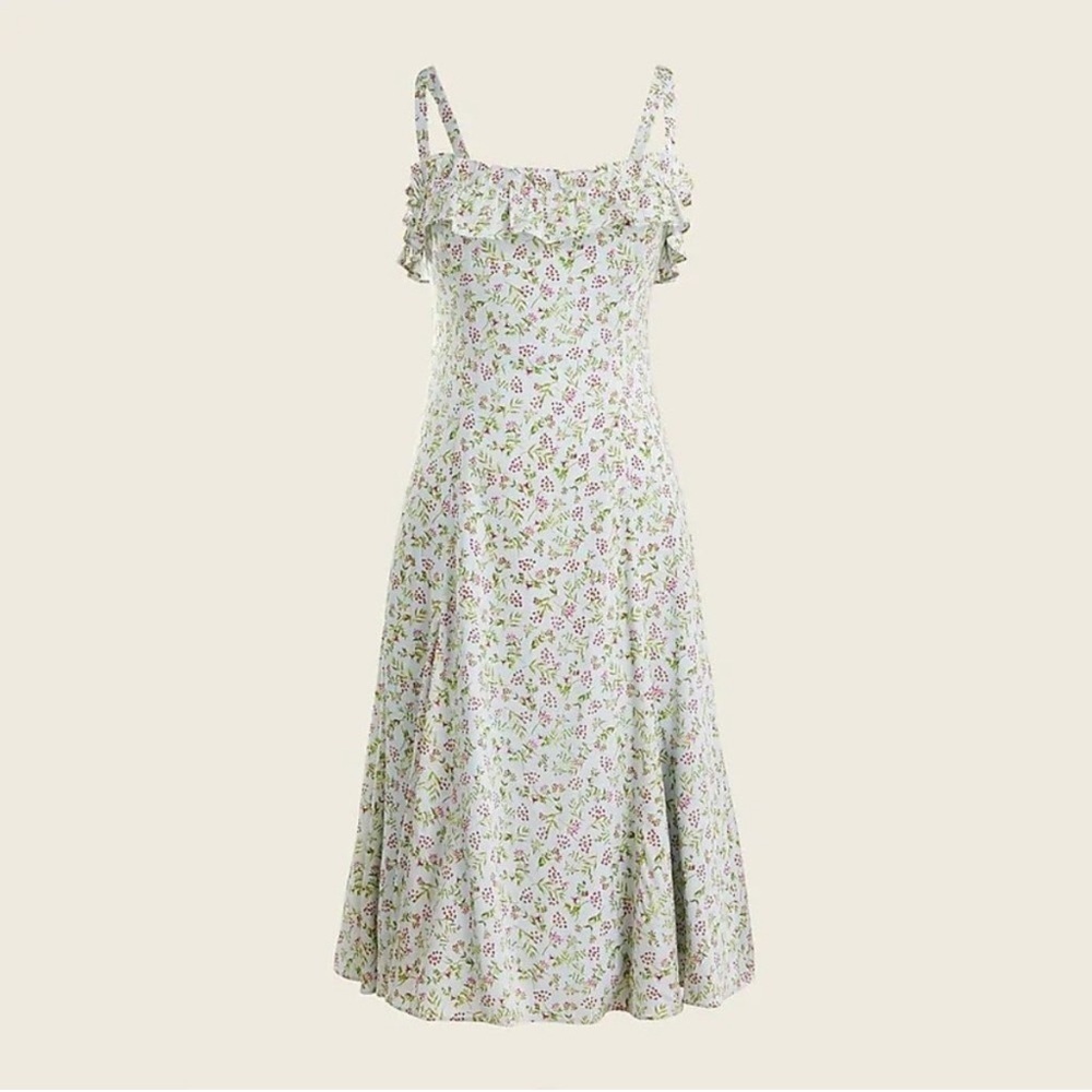 New NWOT J. Crew Silk Floral Ruffle Dress Sz 14